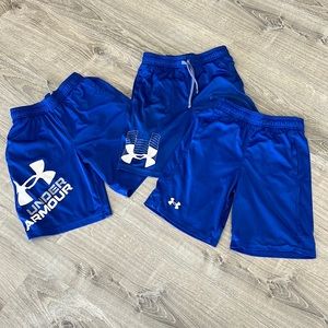 Bundle of (3) boys size med shorts; under Armour